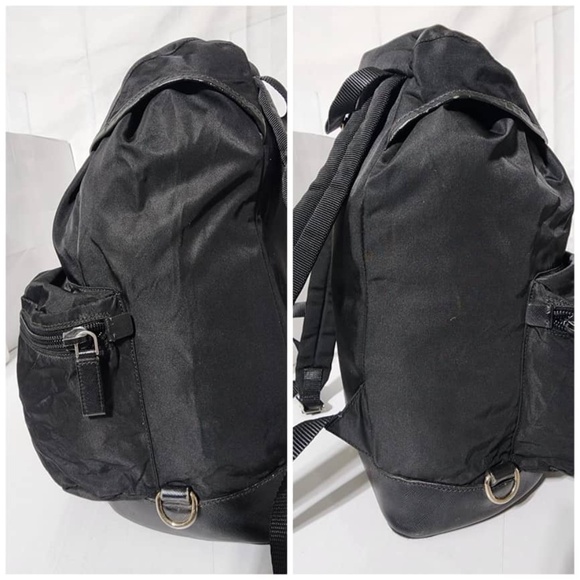 Authentic Prada Saffiano-Trimmed Tessuto Backpack Black main image 6